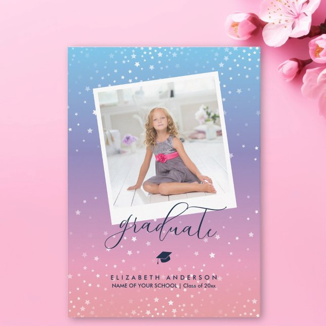 Faire-part Bleu rose pourpre arc-en-ciel dégradé Photo (Créateur téléchargé)