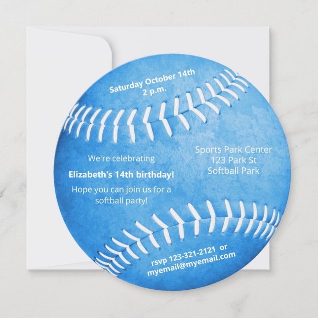 Faire-part Bleu softball sport (Devant)