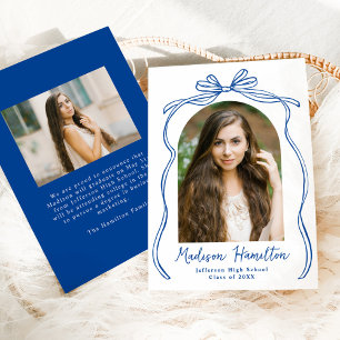 Faire-part Bleu vintage Arche de la Bow Photo Graduation