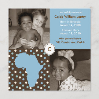 Faire-part Bloc Afrique : Polkas bleus