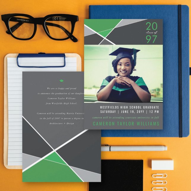 Faire-part Blocs de couleurs géométriques modernes Geo Photo  (Créateur téléchargé)