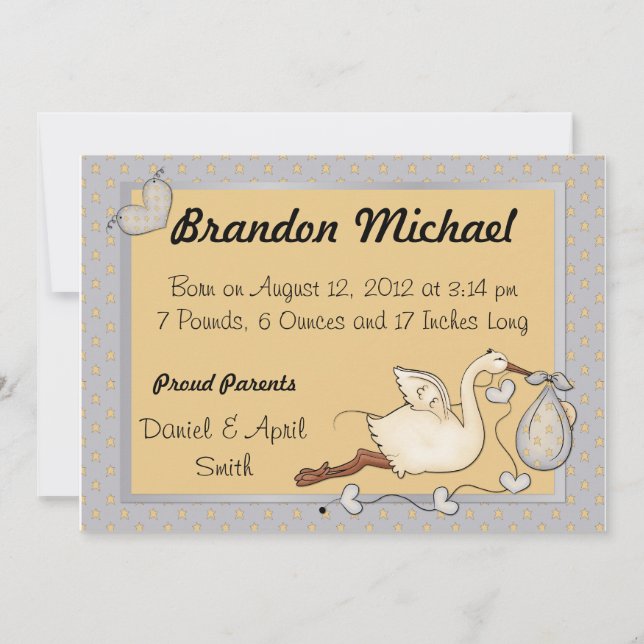 Faire-part Blue Bundle of Joy Baby Annonces (Devant)