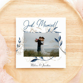 Faire-part Blue Gold Moderne Floral Mariage élégant