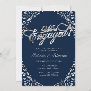 Faire-part Blue Nous sommes engagés Engagement Party Invitati