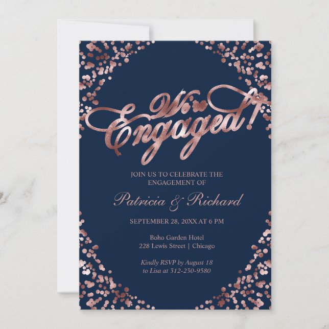Faire-part Blue Nous sommes engagés Engagement Party Invitati (Devant)