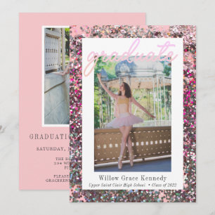 Faire-part Blush Pink et Silver 2 photo Glam Graduation Anno