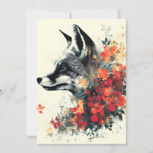 Faire-part Boho Floral Fox Faune Nature