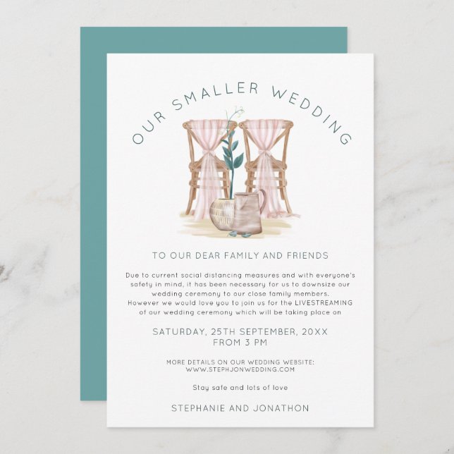 Faire-part Boho Petits Fauteuils de Mariage Réduits (Devant / Derrière)