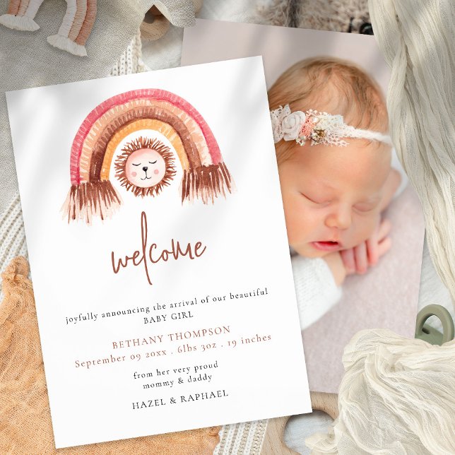 Faire-part Boho Rainbow Lion Welcome Baby (Créateur téléchargé)