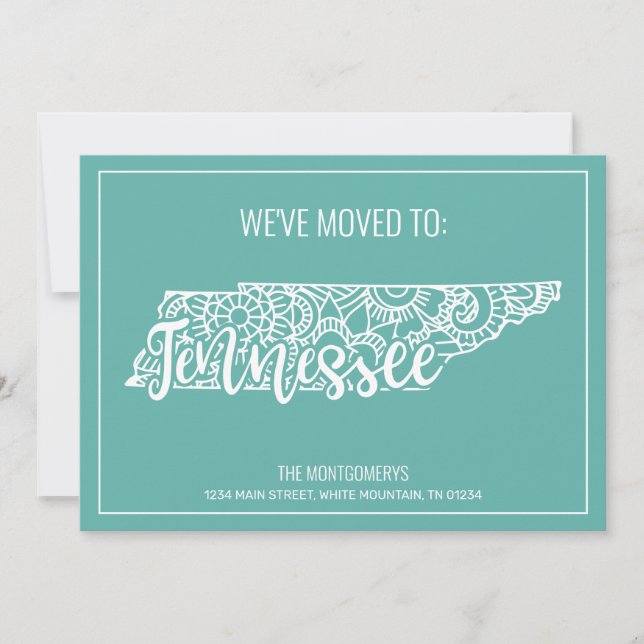 Faire-part Boho Turquoise Floral Mandala Tennessee State Movi (Devant)