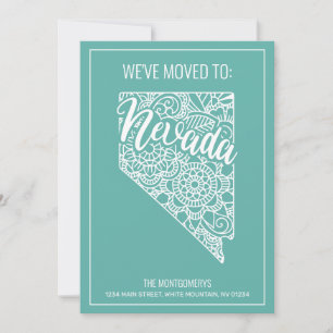 Faire-part Boho Turquoise Floral Nevada State Moving