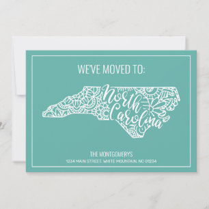 Faire-part Boho Turquoise Floral Nord Carolina State Moving