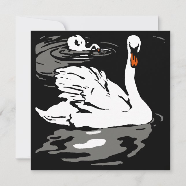 Faire-part Bois de la ferme victorienne Animaux Swans (Devant)