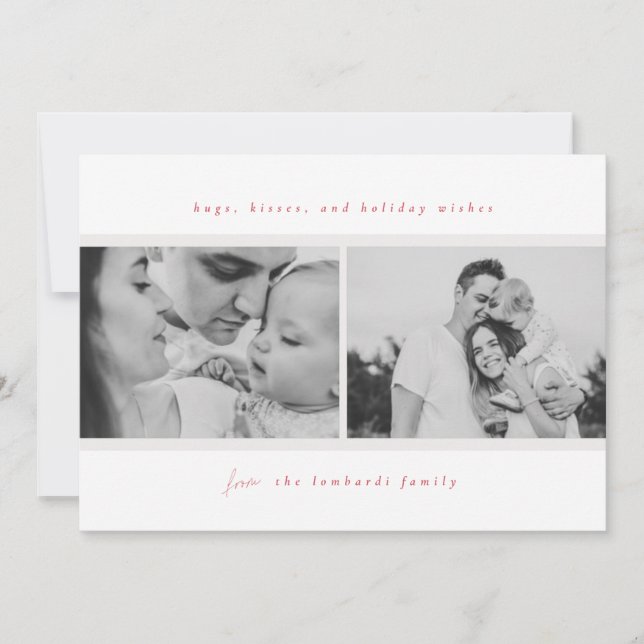 Faire-part Boissons, Baisers, Voeux De Vacances Rouge (Devant)