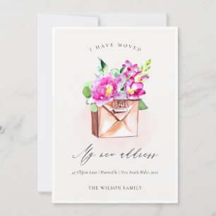 Faire-part Boîte aux lettres florale rose élégante et vive Je