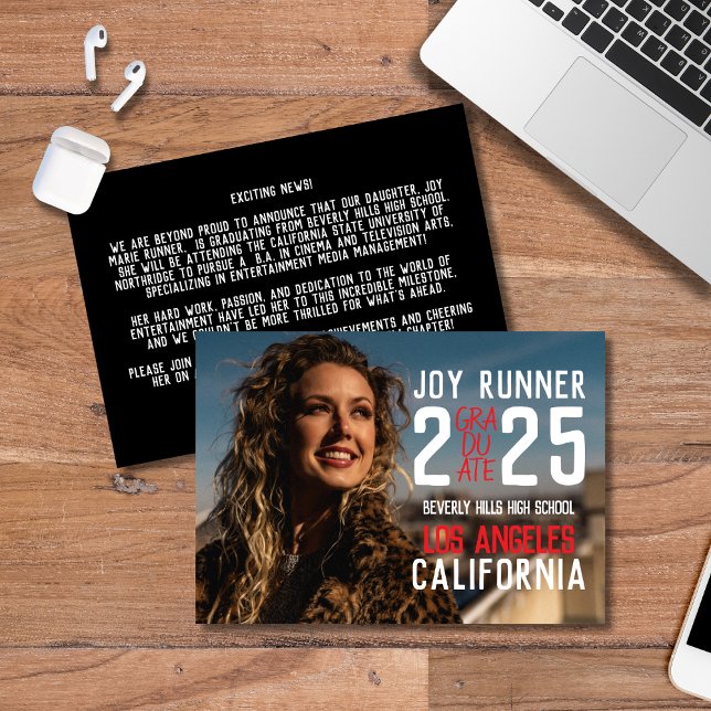 Faire-part Bold Classe moderne de 2025 diplôme d'études secon (Créateur téléchargé)