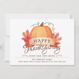 Faire-part bon thanksgiving Nouvelle adresse Citrouille d'acc