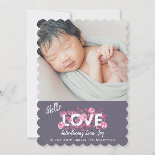 Faire-part Bonjour Annonce de Naissance Fleurie Photographiqu