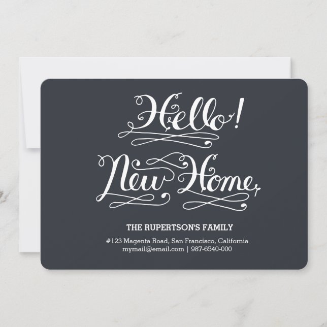 Faire-part bonjour calligraphie de nouvelle maison (Devant)