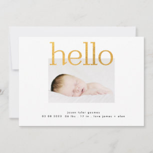 Faire-part Bonjour jaune or Foil moderne simple minimaliste