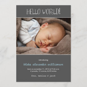 Faire-part Bonjour naissance Announcement//Gray du monde