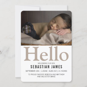 Faire-part Bonjour Nouveau bébé Taupe personnalisée