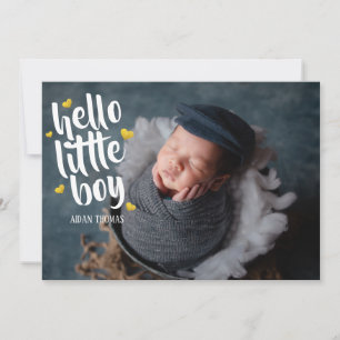 Faire-part Bonjour petit garçon Gold Heart Photo Collage Nais