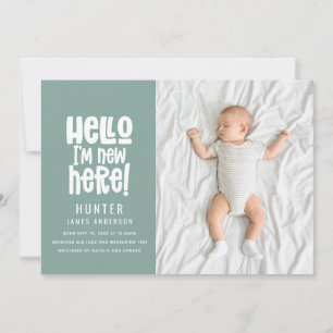 Faire-part Bonjour, simple moderne minima photo naissance