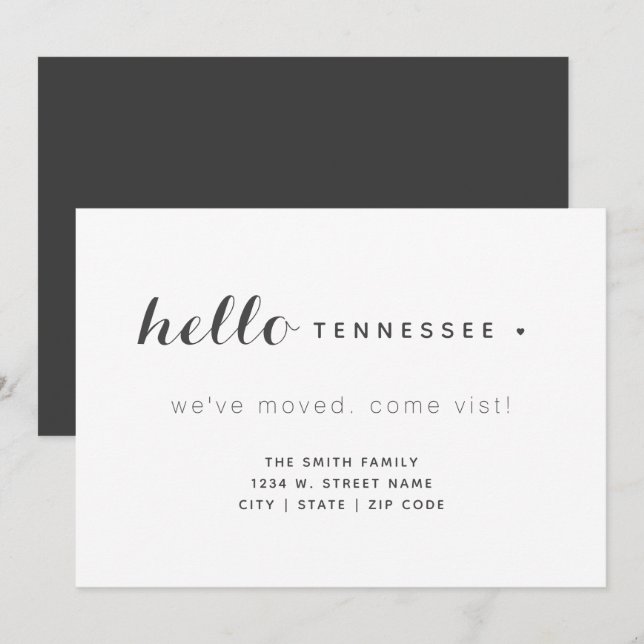Faire-part Bonjour Tennessee Nouvelle maison Nous avons démén (Devant / Derrière)