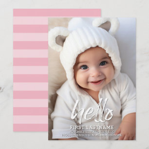 Faire-part Bonjour Whimsical brosses lettres bébé fille photo