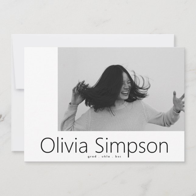 Faire-part Borders Moderne Simple Photo Blanc Noir Onyx Grad (Devant)