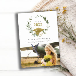 Faire-part Botanique Feuille de papier photo Gold Graduation