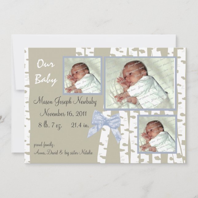 Faire-part Bouleaux et Arceaux Bébé (Devant)