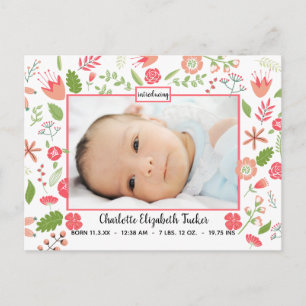 Faire-part Bouquets de fleurs roses - Carte postale Faire-par