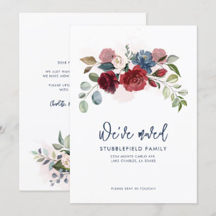 Faire-part Bourgogne Floral Nouvelle adresse Moving