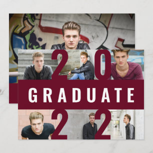 Faire-part Bourgogne graduation moderne photo collage audacie