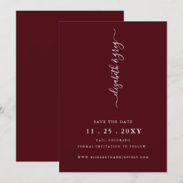 Faire-part Bourgogne simple moderne Enregistrer la date