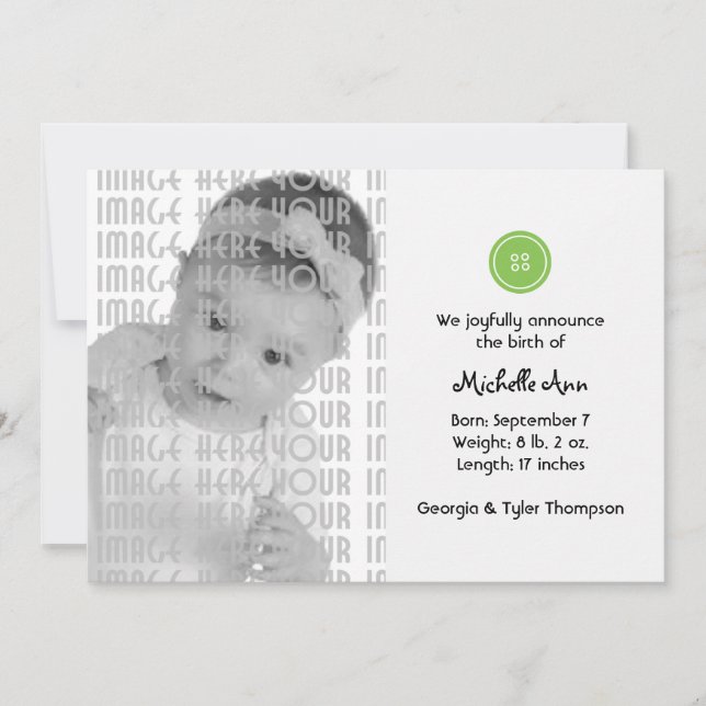 Faire-part Bouton mignon (vert) (Devant)