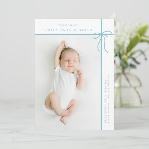 Faire-part Bow et lignes mignonette portrait simple photo