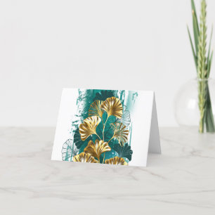 Faire-part Branche avec Feuilles d'or Ginko Biloba