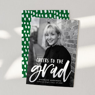 Faire-part Bravo à la Grad Script Green Photo Graduation