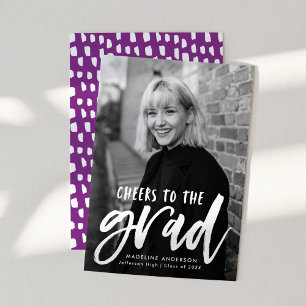 Faire-part Bravo à la Grad Script Purple Photo Graduation