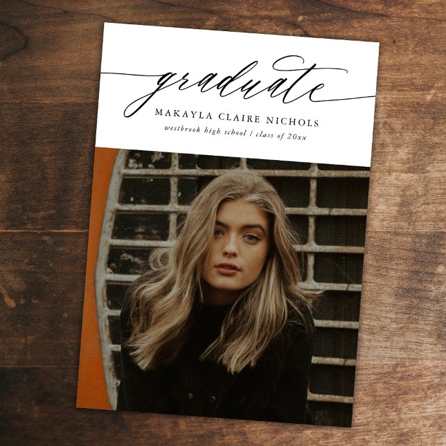 Faire-part Budget Moderne Calligraphie Deux Diplômes Photo (Créateur téléchargé)