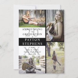 Faire-part Buffalo Checks Photo Black | Diplôme blanc