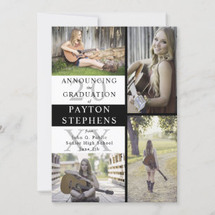 Faire-part Buffalo Checks Photo Black   Diplôme blanc