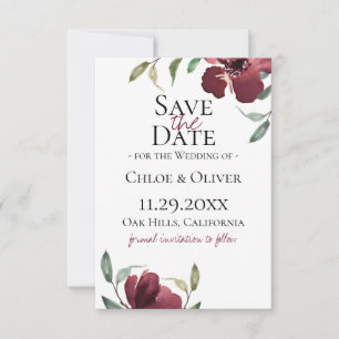 Faire-part Burgundy Botanical Save The Date