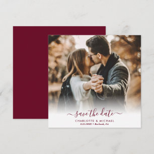 Faire-part Burgundy Elegant Moderne Script Mariage Photo