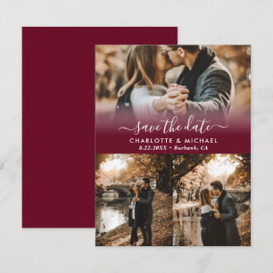 Faire-part Burgundy Modern Mariage Photo Enregistrer Les Cart