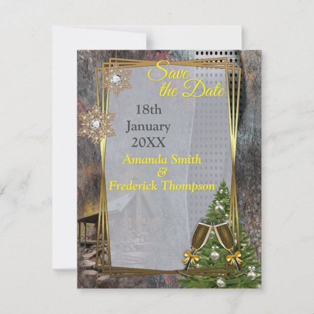 Faire-part Cabine de pierre de famille rustique (Devant)