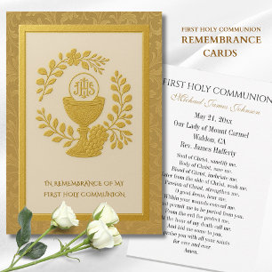 Faire-part Cadeau de Première Sainte Communion avec gaufrage 